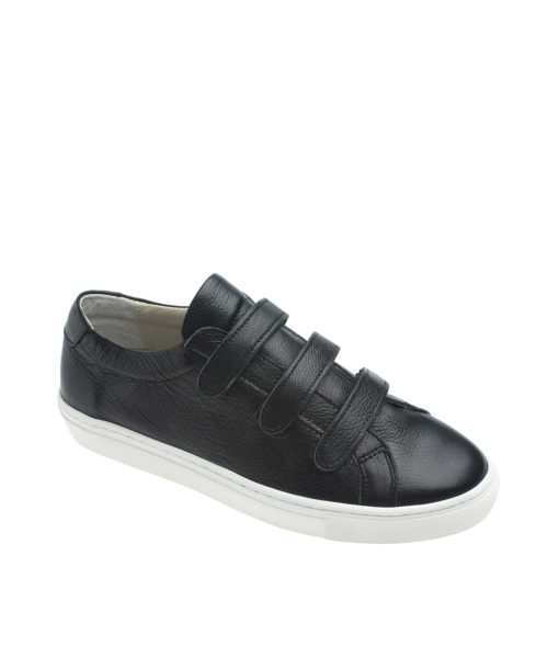 AnnaKastle Womens Cute Leather Touch Strap Sneakers Black