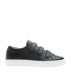 AnnaKastle Womens Cute Leather Touch Strap Sneakers Black