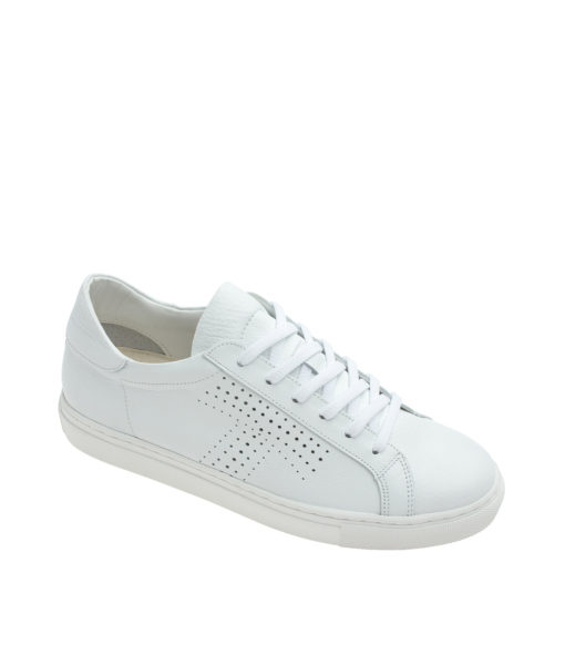 AnnaKastle Womens Color Accent Leather Lace Up Sneakers White