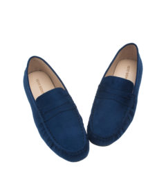 AnnaKastle Womens Classic Suede Penny Loafer Driving Shoes Dark Blue