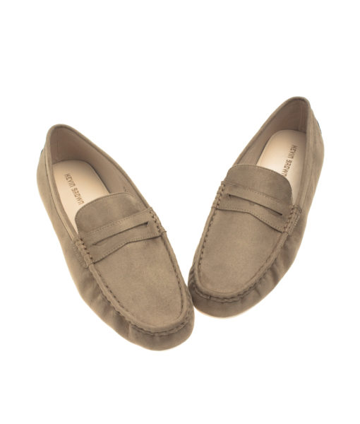 AnnaKastle Womens Classic Suede Penny Loafer Driving Shoes Taupe