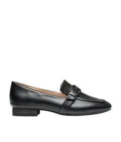 AnnaKastle Womens Square Toe Belted Loafers Black