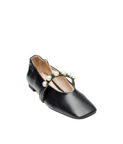 AnnaKastle Womens Pearl Studded Mary Jane Ballet Flats