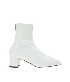 AnnaKastle Womens Square Toe Stretch Shaft Ankle Boots White