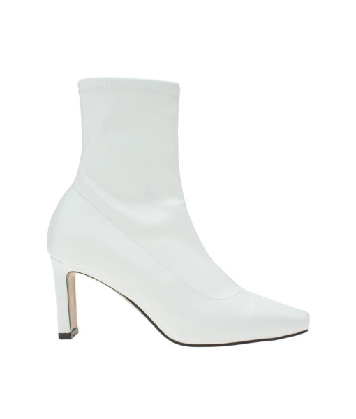 AnnaKastle Womens Stretch Shaft Square Heel Booties White
