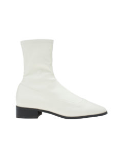AnnaKastle Womens Square Toe Stretch Shaft Low Heel Boots White