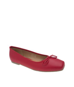 AnnaKastle Womens Bow Front Snub Toe Comfort Ballet Flats Red