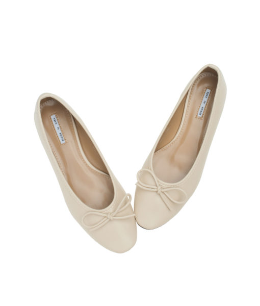 AnnaKastle Womens Classic Round Toe Bow Ballet Loafers Beige