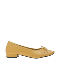 AnnaKastle Womens Classic Round Toe Bow Ballet Loafers Yellow