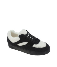 AnnaKastle Womens Colorblocked Faux Shearling Sneakers Black