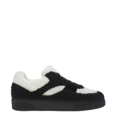 AnnaKastle Womens Colorblocked Faux Shearling Sneakers Black