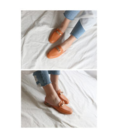 AnnaKastle Womens Turn-Lock Mule Loafers Persian Orange