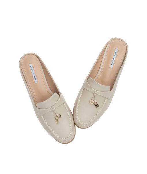 AnnaKastle Womens Casual Walk Backless Loafer Slipper Shoes Beige