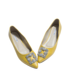 AnnaKastle Womens Faux Crystal Embellished Ballet Flats Citrine