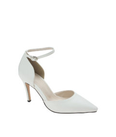 AnnaKastle Womens D'orsay 90 High Heel Ankle Strap Pumps White