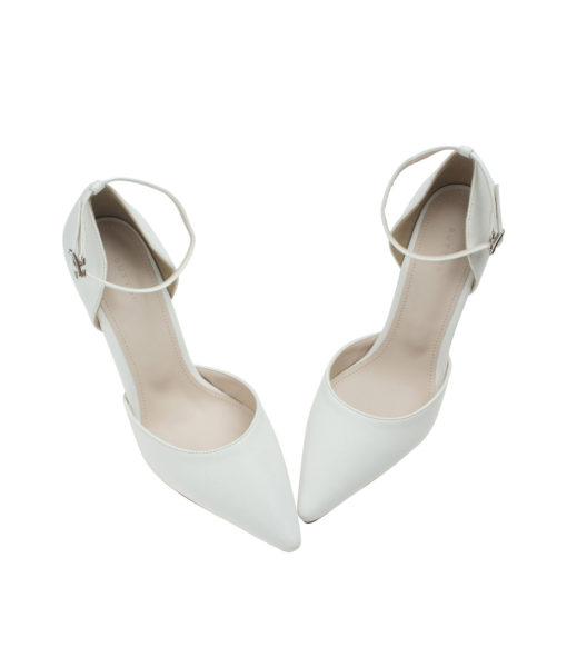 AnnaKastle Womens D'orsay 90 High Heel Ankle Strap Pumps White