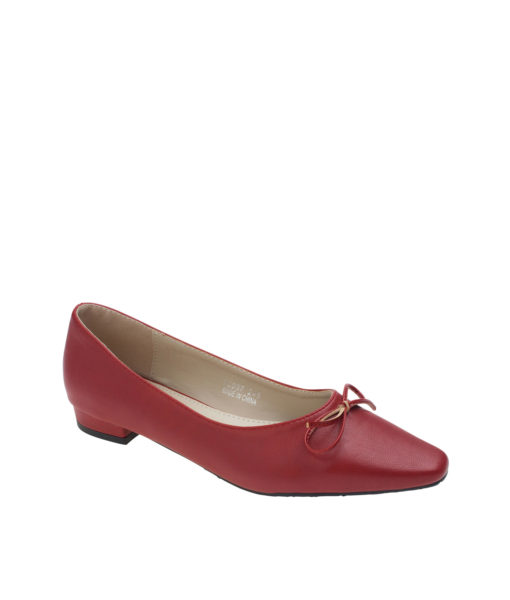 AnnaKastle Womens Classic Knotted Bow Ballet Flats DarkRed