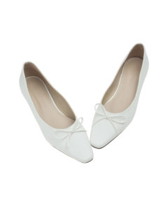 AnnaKastle Womens Classic Knotted Bow Ballet Flats White