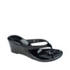 AnnaKastle Womens Glossy Patent Wedge Thong Sandals Black