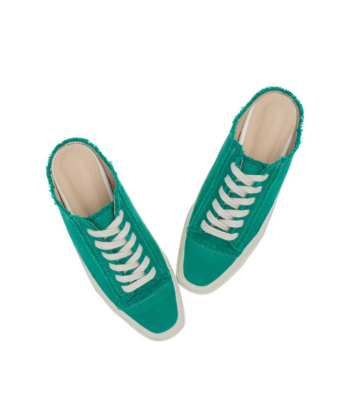 AnnaKastle Womens Fringed Canvas Backless Sneakers Green