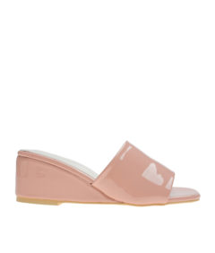 AnnaKastle Womens Simple Patent Wedge Slides Dusty Pink