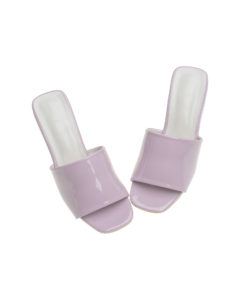 AnnaKastle Womens Simple Patent Wedge Slides Light Purple