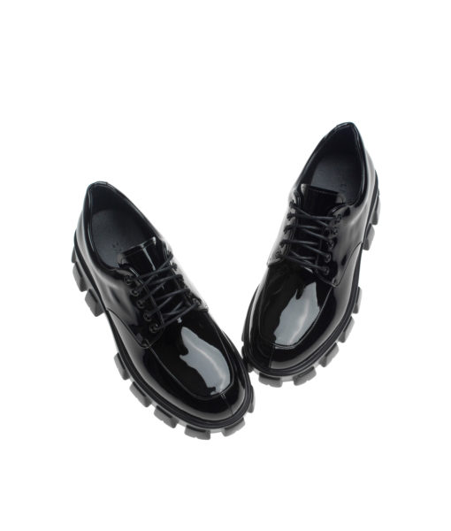 AnnaKastle Womens Patent Black Chunky Sneakers