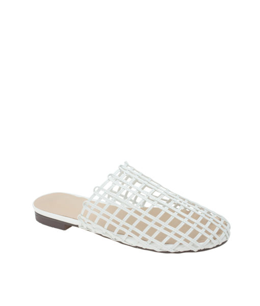 AnnaKastle Womens Caged Flat Mule Slippers White