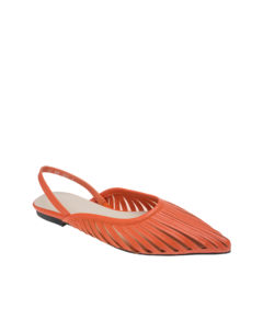 AnnaKastle Womens Cutout Caged Slingback Flat Persimmon