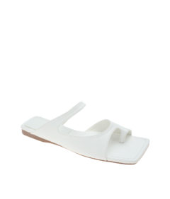 AnnaKastle Womens Single Toe Strap Flat Sandals White
