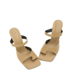 AnnaKastle Womens Single Toe Strap Mule Sandals Tan