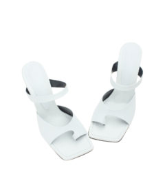AnnaKastle Womens Single Toe Strap Mule Sandals White