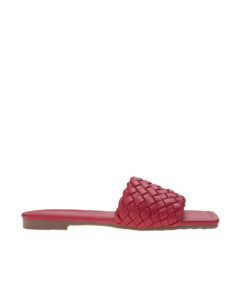 AnnaKastle Womens Woven Slide Flat Sandals Red