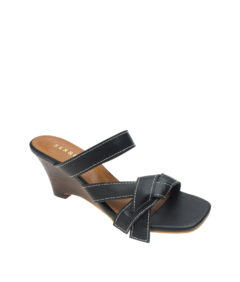 AnnaKastle Womens Knotted Bow Wedge Sandals Black