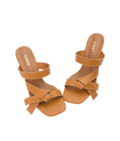 AnnaKastle Womens Knotted Bow Wedge Sandals Brown
