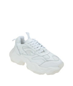 AnnaKastle Womens White Paneled Oversize Sole Sneakers