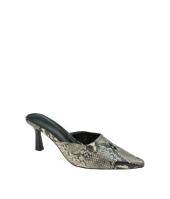 AnnaKastle Womens Sleek Pointed Toe Mule Heels PythonBeige