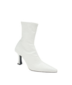 AnnaKastle Womens Back-Zip Stretch Ankle Booties White