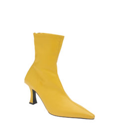 AnnaKastle Womens Back-Zip Stretch Ankle Booties Yellow