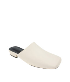 AnnaKastle Womens Comfort Square Toe Mule Loafers Cream
