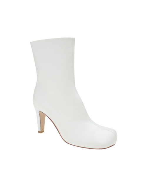 AnnaKastle Womens Clog Style Toe Heel Boots White