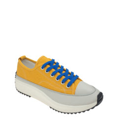 AnnaKastle Womens Contrast Canvas Platform Trainers Yellow