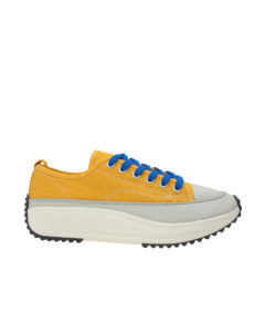 AnnaKastle Womens Contrast Canvas Platform Trainers Yellow