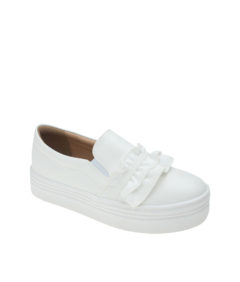AnnaKastle Ruffle Platform Slip On Sneakers White