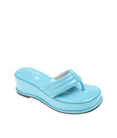 AnnaKastle Womens Patent Thong Platform Sandals Sky Blue