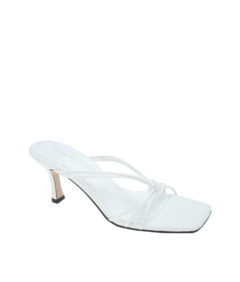 AnnaKastle Womens Strappy Knotted Kitten Heel Slide Sandals White
