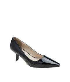 AnnaKastle Womens Patent Slanted Kitten Heel Pumps Dress Shoes Black