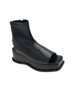 AnnaKastle Womens Peep Toe Platform Creeper Boots Black
