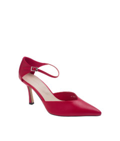 AnnaKastle Womens V-Cut Ankle Strap d'Orsay Pumps Red