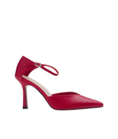 AnnaKastle Womens V-Cut Ankle Strap d'Orsay Pumps Red